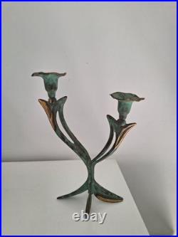 Bougeoir Art Déco Art Nouveau du XIXe Siècle En Bronze Motif Floral