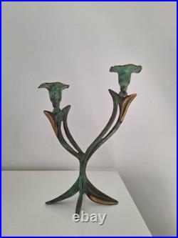 Bougeoir Art Déco Art Nouveau du XIXe Siècle En Bronze Motif Floral