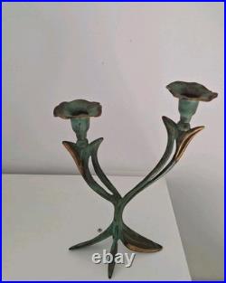 Bougeoir Art Déco Art Nouveau du XIXe Siècle En Bronze Motif Floral