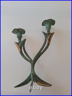 Bougeoir Art Déco Art Nouveau du XIXe Siècle En Bronze Motif Floral