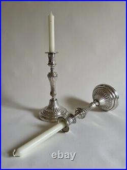 Bougeoir Flambeau Candle Bronze Argenté Style louis XVI Époque XIXe Siècle