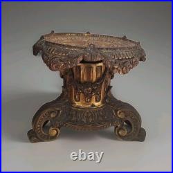 Bougeoir Porte Bougie Ancien Bronze Doré Sculpté sellette art déco XIXe siècle