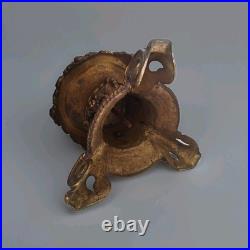 Bougeoir Porte Bougie Ancien Bronze Doré Sculpté sellette art déco XIXe siècle