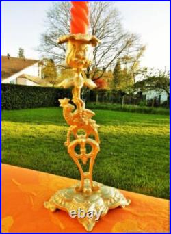 Bougeoir ancien Perroquet bronze XIXe siècle Antique bronze parrot candlestick