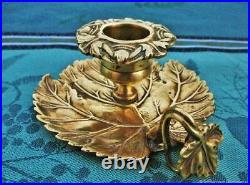 Bougeoir ancien bijoux Feuilles bronze XIX siècle Old jewelry candlestick XIXth