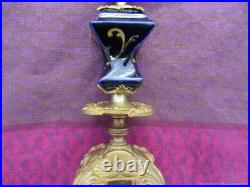 Bougeoir ancien en porcelaine en bronze bleu, XIXe siècle