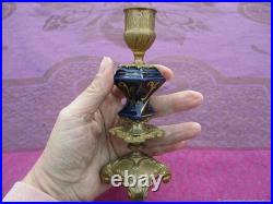 Bougeoir ancien en porcelaine en bronze bleu, XIXe siècle