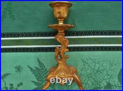 Bougeoir anciens 2 pièces Plantes bronze XIXe siècle Antique candlestick 2 piece
