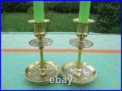 Bougeoirs Anciens 2 Pieces Chevaliers Bronze XIX Siècle