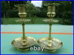 Bougeoirs Anciens 2 Pieces Chevaliers Bronze XIX Siècle