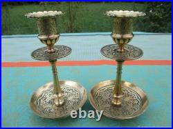 Bougeoirs Anciens 2 Pieces Chevaliers Bronze XIX Siècle