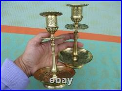 Bougeoirs Anciens 2 Pieces Chevaliers Bronze XIX Siècle