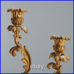 Bougeoirs Anciens Bronze Doré 3 Lumières France XIXe Siècle Originaux