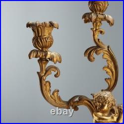 Bougeoirs Anciens Bronze Doré 3 Lumières France XIXe Siècle Originaux