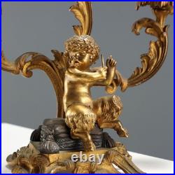 Bougeoirs Anciens Bronze Doré 3 Lumières France XIXe Siècle Originaux