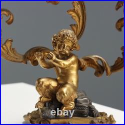 Bougeoirs Anciens Bronze Doré 3 Lumières France XIXe Siècle Originaux