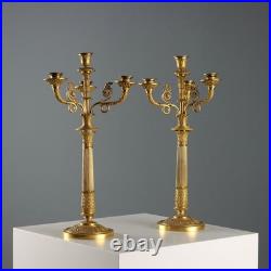 Bougeoirs Anciens Bronze Doré France Fin du XIXe Siècle Originaux