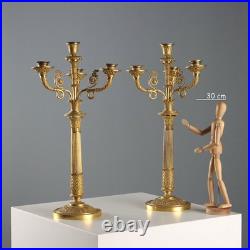 Bougeoirs Anciens Bronze Doré France Fin du XIXe Siècle Originaux