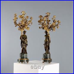 Bougeoirs Anciens Bronze Marbre Vert France XIXe-XXe Siècle Originaux Bougeoirs Anciens Bronze Marbre Vert France XIXe-XXe Siècle Originaux