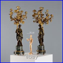 Bougeoirs Anciens Bronze Marbre Vert France XIXe-XXe Siècle Originaux Bougeoirs Anciens Bronze Marbre Vert France XIXe-XXe Siècle Originaux