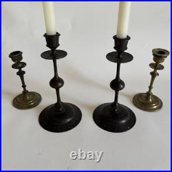 Bougeoirs Bronze Style Haute Époque Hollande XIXe Siècle