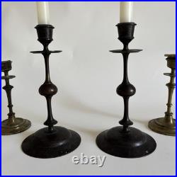Bougeoirs Bronze Style Haute Époque Hollande XIXe Siècle