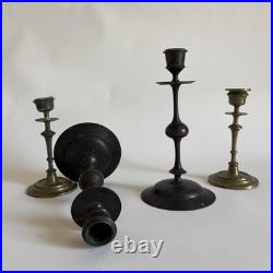 Bougeoirs Bronze Style Haute Époque Hollande XIXe Siècle