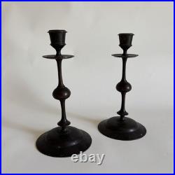 Bougeoirs Bronze Style Haute Époque Hollande XIXe Siècle