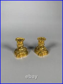 Bougeoirs De Style Rocaille En Bronze Doré, XIXe Siècle