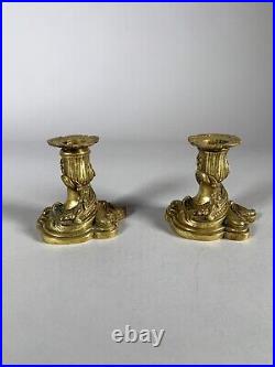 Bougeoirs De Style Rocaille Louis XV En Bronze Doré, XIXe Siècle