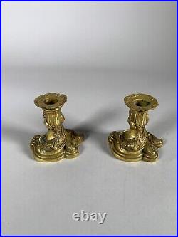 Bougeoirs De Style Rocaille Louis XV En Bronze Doré, XIXe Siècle