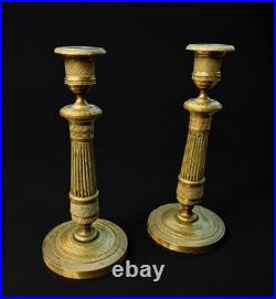 Bougeoirs Empire Bronze Doré Ciselé Début XIX Ème Siècle candlesticks Bougeoirs Empire Bronze Doré Ciselé Début XIX Ème Siècle candlesticks
