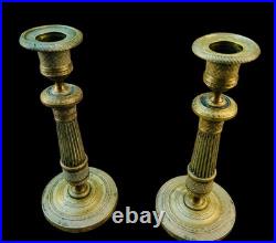 Bougeoirs Empire Bronze Doré Ciselé Début XIX Ème Siècle candlesticks
