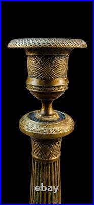 Bougeoirs Empire Bronze Doré Ciselé Début XIX Ème Siècle candlesticks