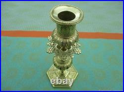 Bougeoirs anciens 2 pièces Médaillons bronze XIX siècle France