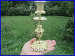 Bougeoirs anciens 2 pièces Médaillons bronze XIX siècle France