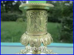 Bougeoirs anciens 2 pièces Médaillons bronze XIX siècle France