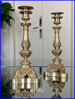 Bougeoirs en Bronze Paire Chandeliers Bougies Décoration XIXe siècle Bougeoirs en Bronze Paire Chandeliers Bougies Décoration XIXe siècle