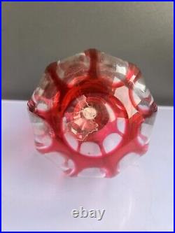 Boule D' Escalier Cristal Baccarat Cotes Lisere Rouge Bronze Fin XIX Ieme Siecle