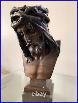 Bronze Buste De Christ Edouard Marioton XIX Siècle Fondeur Siot Paris