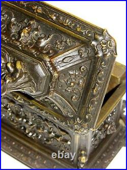 Bronze Coffret Secret Patine Brune XIX Siecle Napoleon III Rare Tres Beau Modele