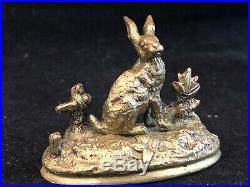 Bronze Doré Animalier Miniature Lièvre XIX ème Siècle Antique French Rabbit 19th