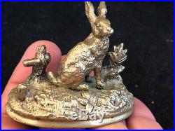 Bronze Doré Animalier Miniature Lièvre XIX ème Siècle Antique French Rabbit 19th