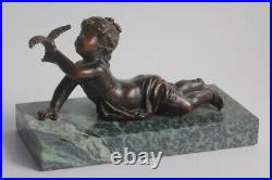 Bronze Enfant à l'oiseau XIXe siècle (60345)