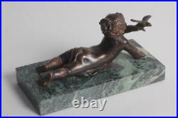 Bronze Enfant à l'oiseau XIXe siècle (60345)