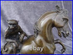 Bronze de Barye le singe sur le cheval XIX siècle Bronze de Barye le singe sur le cheval XIX siècle