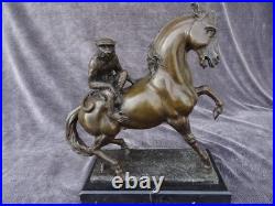 Bronze de Barye le singe sur le cheval XIX siècle Bronze de Barye le singe sur le cheval XIX siècle