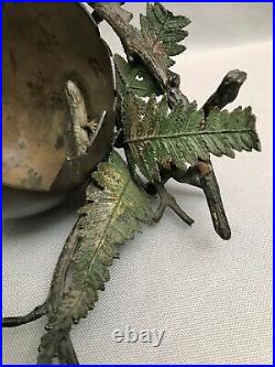 Bronze de Vienne polychrome oiseau et lézard époque XIX ème siècle