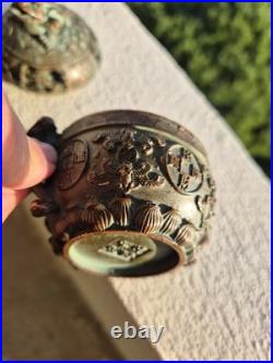 Brûle-parfum chinois en bronze XIXe siècle Couvercle crapaud Encensoir