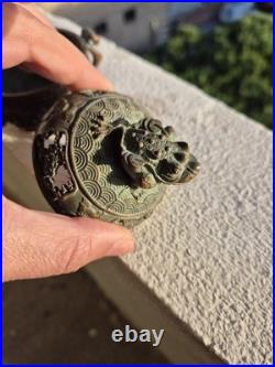 Brûle-parfum chinois en bronze XIXe siècle Couvercle crapaud Encensoir